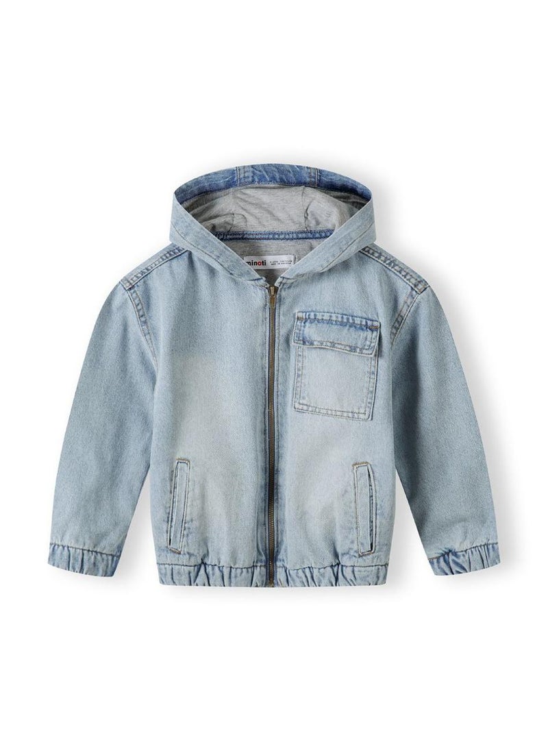 KIds Hooded Denim Zip Through Jacket