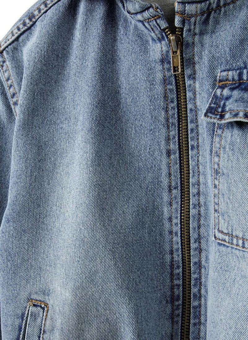 Baby Hooded Denim Zip Through Jacket