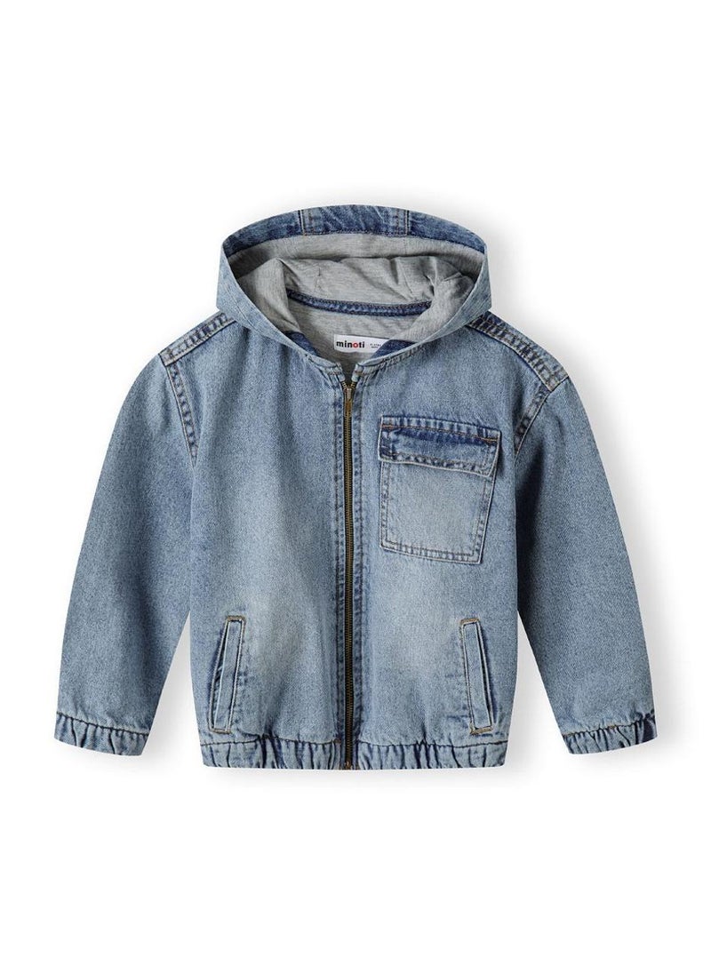 Baby Hooded Denim Zip Through Jacket