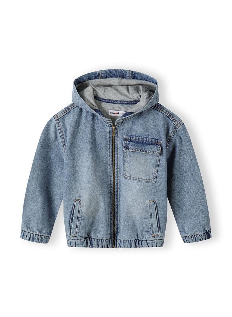 Baby Hooded Denim Zip Through Jacket
