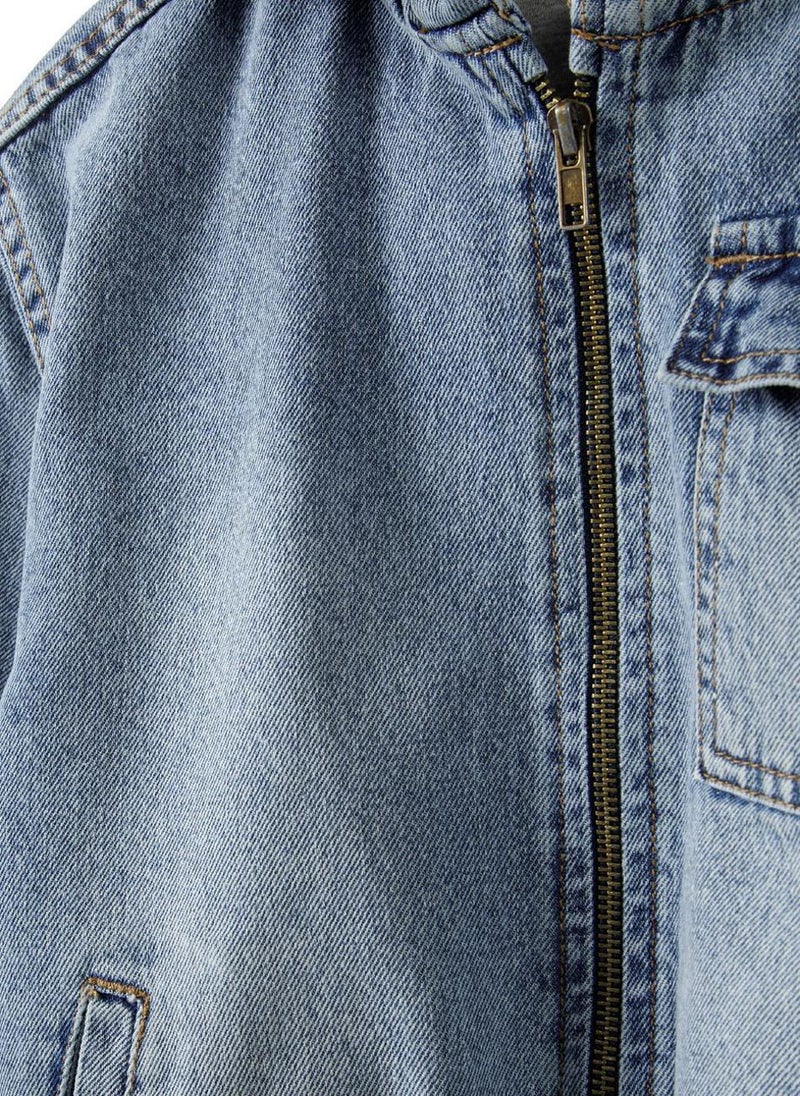 Baby Hooded Denim Zip Through Jacket