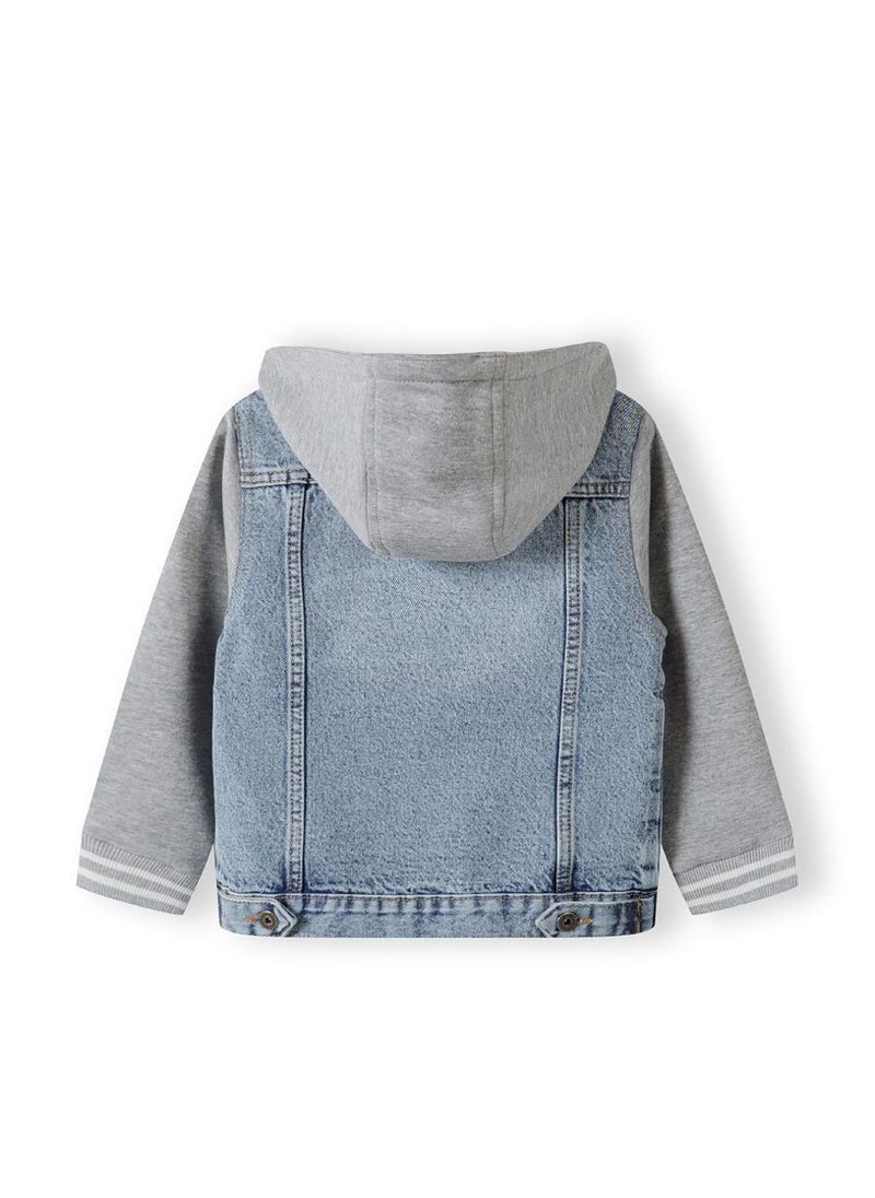 Kids Boys Denim Jacket with Fleece Hood and Sleeves
