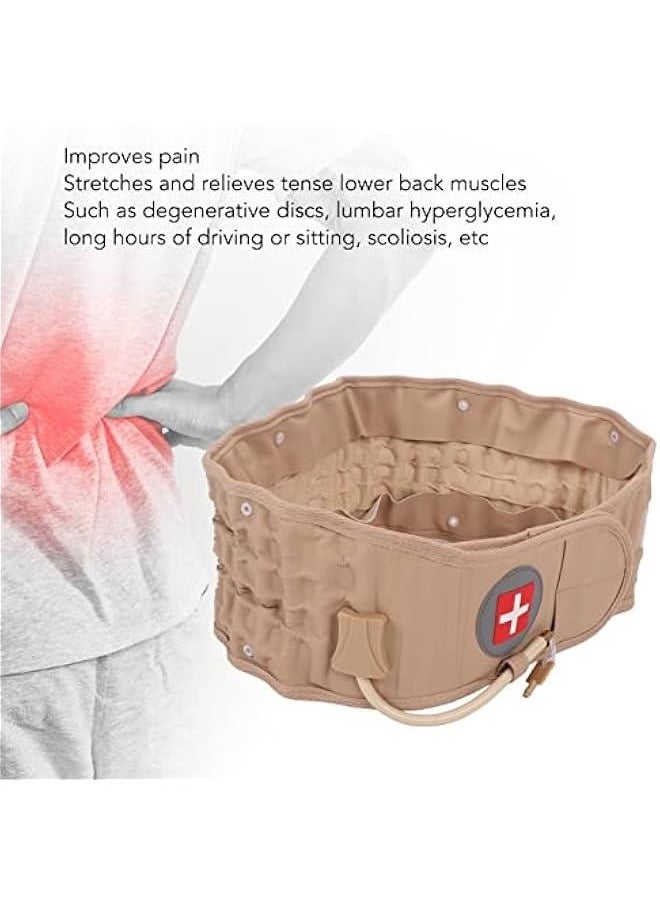 Inflatable Back Brace for Lower Back Pain Relief - Lumbar Support Belt with Hand Pump Back Pain Relief Lumbar Support Back Traction Device with Hand Pump (Khaki)