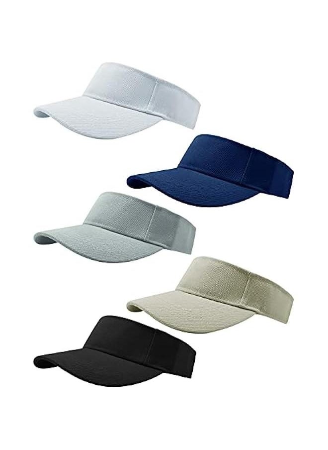 5 Pieces of Adjustable Sport Visors Sun Visor Hats Cap Visors for Women and Men