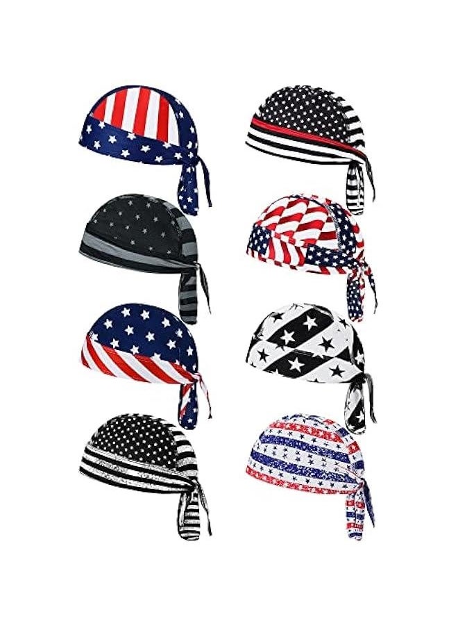 8 Pack Do Rag Skull Caps for Men Sweat Wicking Doo Rags Cooling Helmet Liner Cycling Motorcycle Bandana