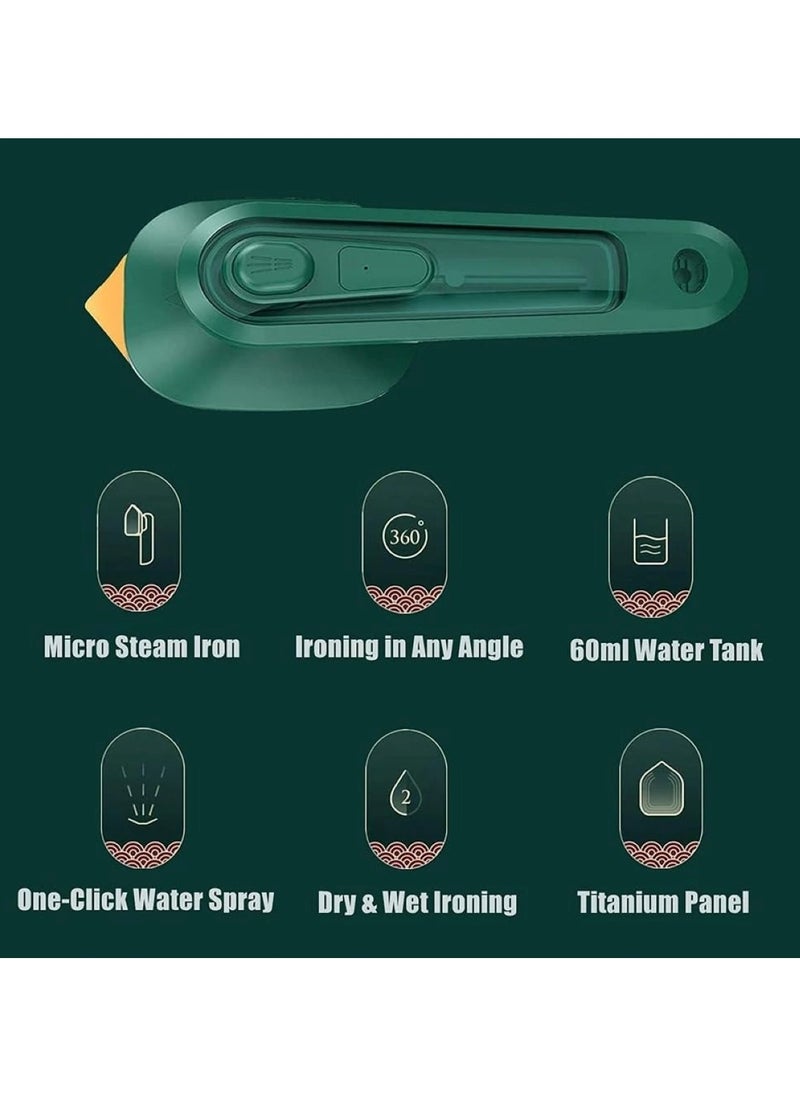 Compact Handheld Steam Iron Effortless Wrinkle Removal for Clothes, Portable & Lightweight