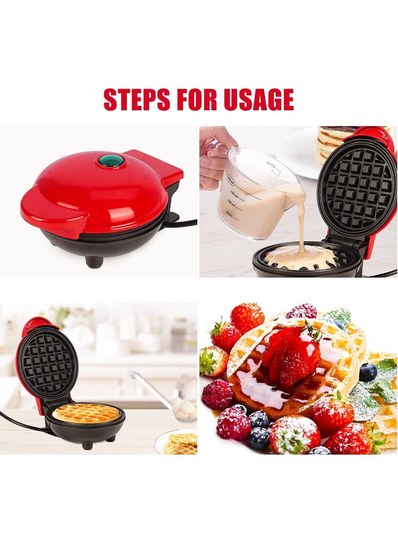 Mini Waffle Maker | Pancake maker for Hash Browns, Cookies, Quesadillas, Calzones Or Snacks with ready Light indicator | Non-Stick Coated Plates with Premium Quality Material