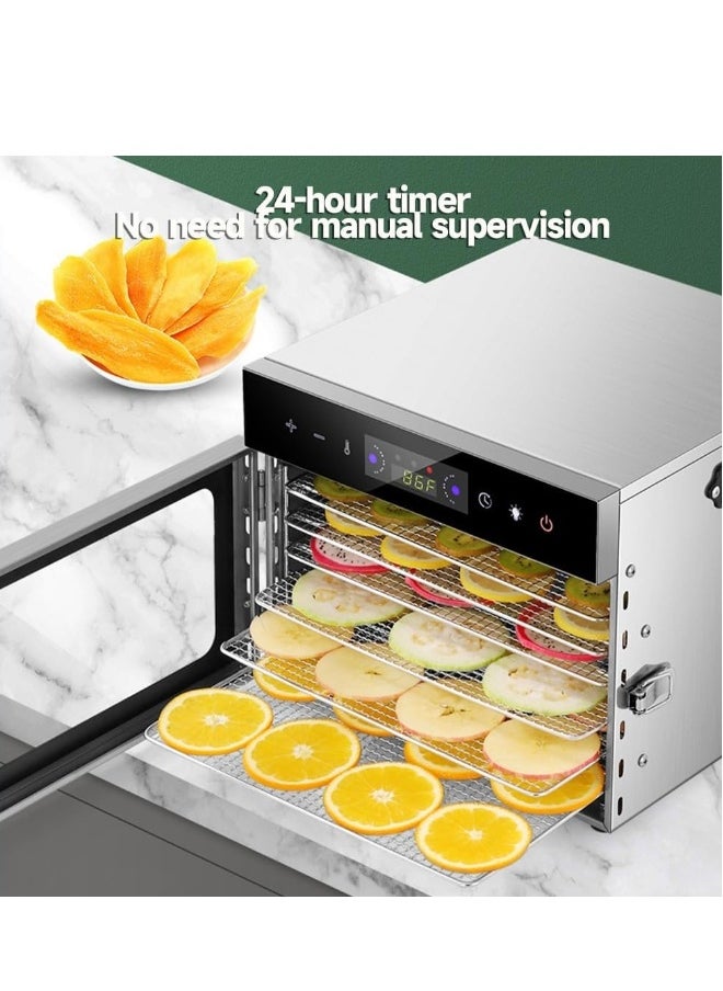 Food Dehydrator Machine,6 Stainless Steel Trays,Dehydrators for Food and Jerky,Herb, Meat, Beef, Fruit,Dehydrator Machine with Digital Timer and Temperature Control