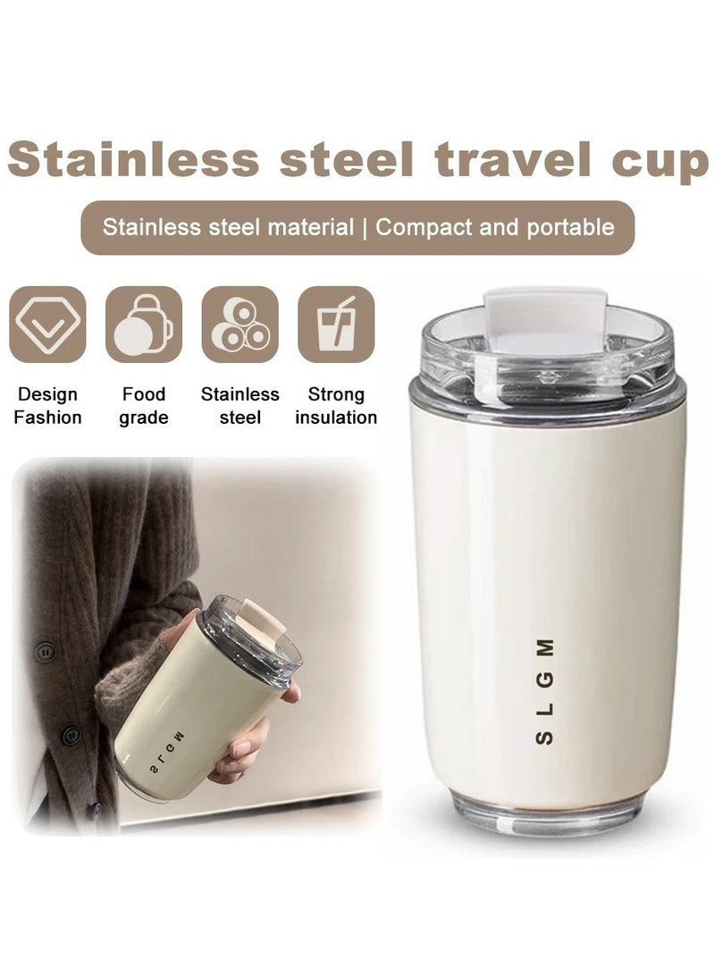 Stainless Steel Thermos Coffee Cup Vacuum Insulated Hot Cold Drink Tumbler Portable Milk Mug Drinking Flask for Travel(320ml)