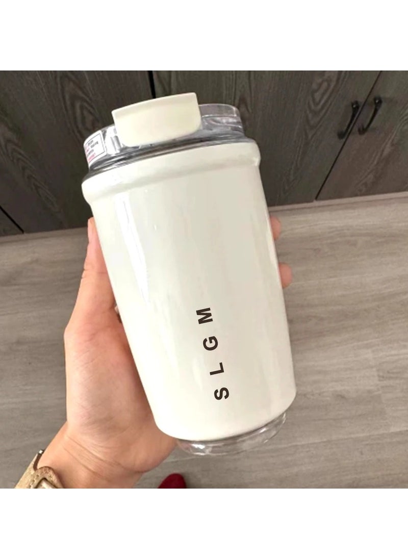 Stainless Steel Thermos Coffee Cup Vacuum Insulated Hot Cold Drink Tumbler Portable Milk Mug Drinking Flask for Travel(320ml)