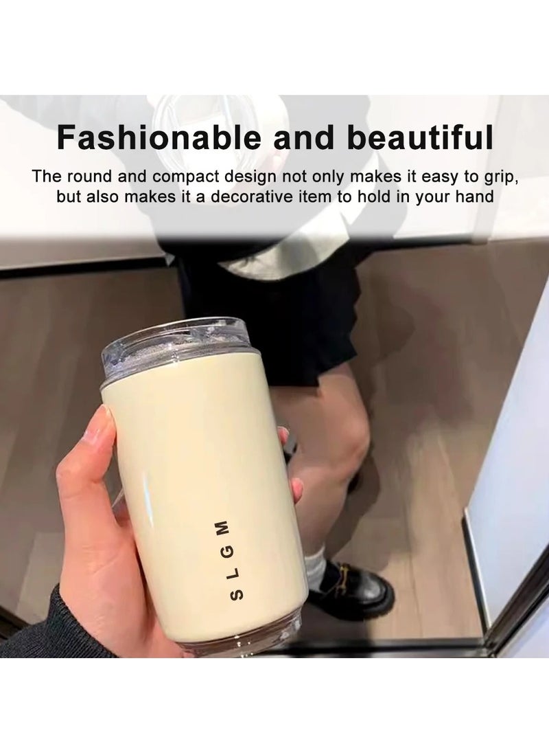 Stainless Steel Thermos Coffee Cup Vacuum Insulated Hot Cold Drink Tumbler Portable Milk Mug Drinking Flask for Travel(320ml)