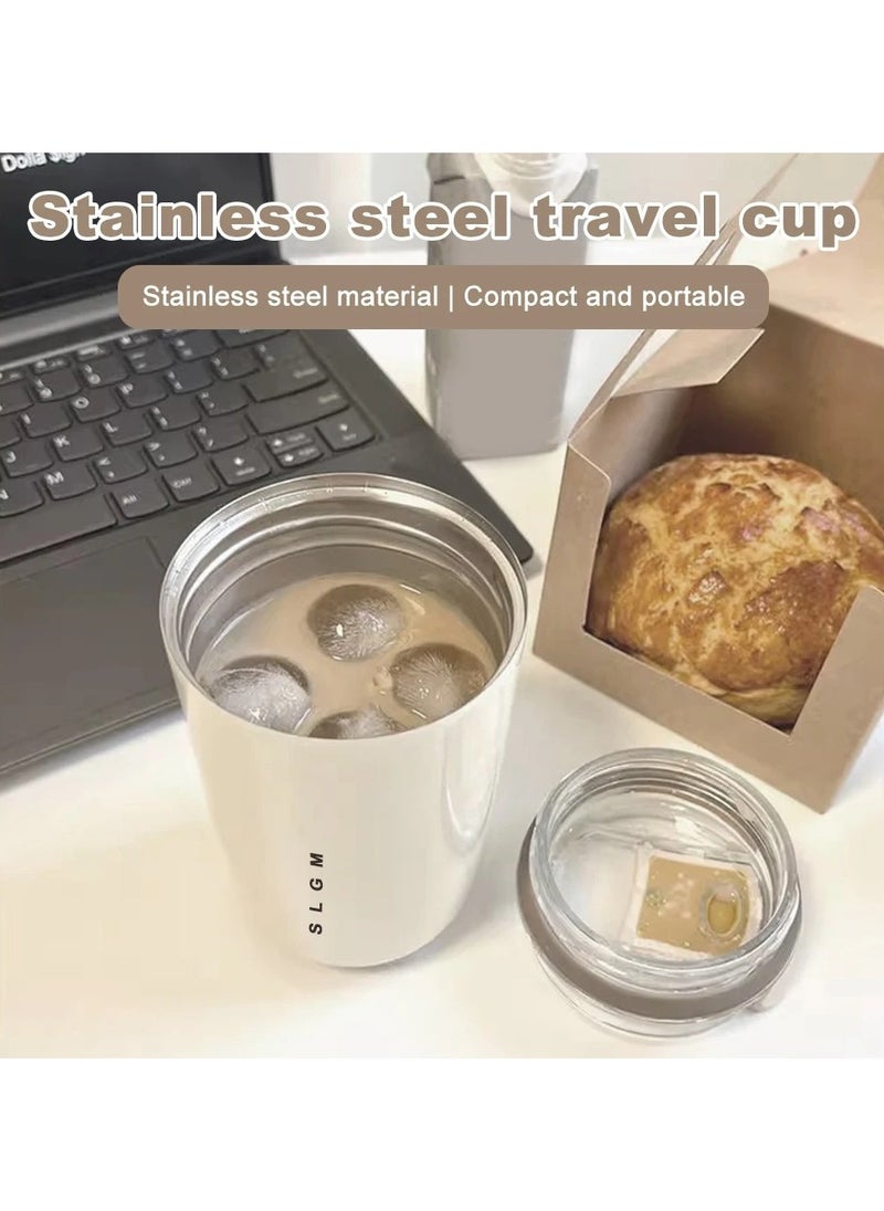 Stainless Steel Thermos Coffee Cup Vacuum Insulated Hot Cold Drink Tumbler Portable Milk Mug Drinking Flask for Travel(320ml)