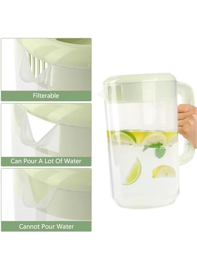 1 Gallon 4 Litre Clear Plastic Pitcher with Lid, 2 Pack Clear Water Pitcher for Cold Drinks, Iced Tea Pitcher for Lemonade, Iced Tea, Milk, Juice, Beverages.