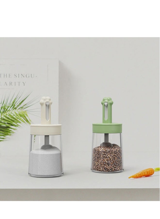 2Pcs Set Cat Claw Seasoning Jar with Integrated Spoon and Lid, Kitchen Moisture-proof Seasoning Bottle , Detachable Seasoning Cccessories , MSG Condiment Jar Random Color