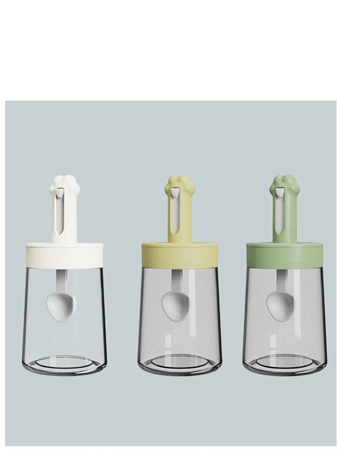 2Pcs Set Cat Claw Seasoning Jar with Integrated Spoon and Lid, Kitchen Moisture-proof Seasoning Bottle , Detachable Seasoning Cccessories , MSG Condiment Jar Random Color
