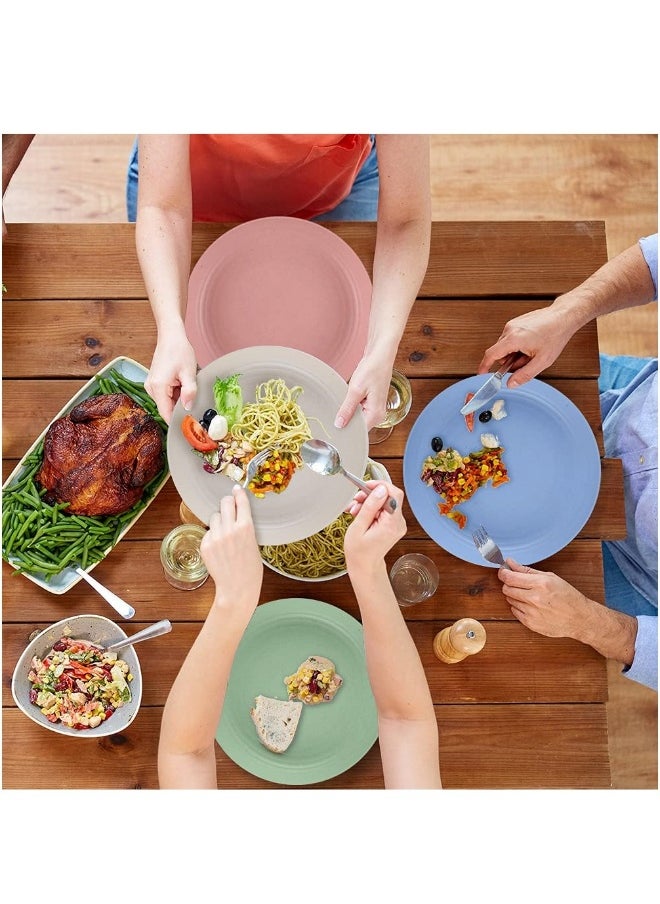 Dinner Plates Set 4 Pack 8 Plastic Unbreakable Plates Set for Family Party Picnic Home Dishwasher Microwave Safe