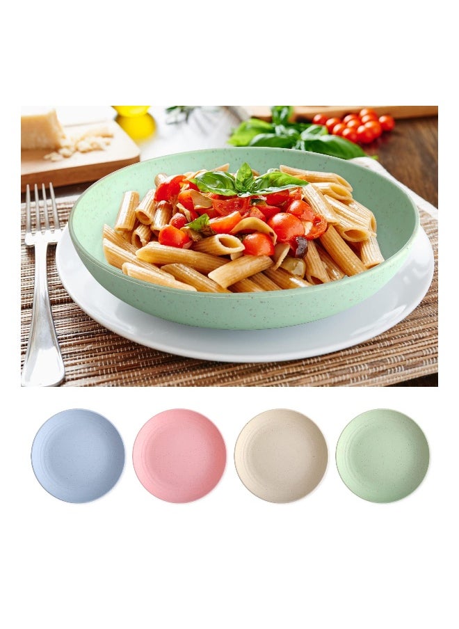 Dinner Plates Set 4 Pack 8 Plastic Unbreakable Plates Set for Family Party Picnic Home Dishwasher Microwave Safe