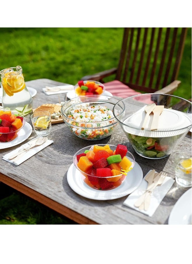 Clear Premium Plastic Bowls, Hard Plastic Bowls, Clear Salad Bowl Disposable Soup Ice Cream Candy Serving for Wedding Birthday Dessert Party Bowls For Catering, Parties, Buffets, Events 50 Pack