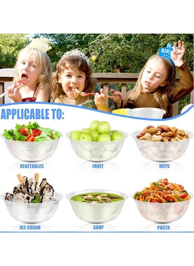 Clear Premium Plastic Bowls, Hard Plastic Bowls, Clear Salad Bowl Disposable Soup Ice Cream Candy Serving for Wedding Birthday Dessert Party Bowls For Catering, Parties, Buffets, Events 50 Pack