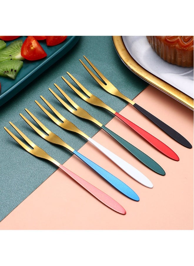 5-Piece Fruit Salad Fork Set Blue 13.2cm