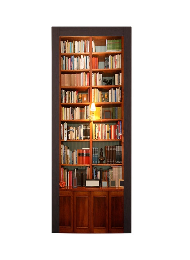 2-Piece Book Shelf Door Sticker Set Brown/Yellow/Red 38.5x200x2cm