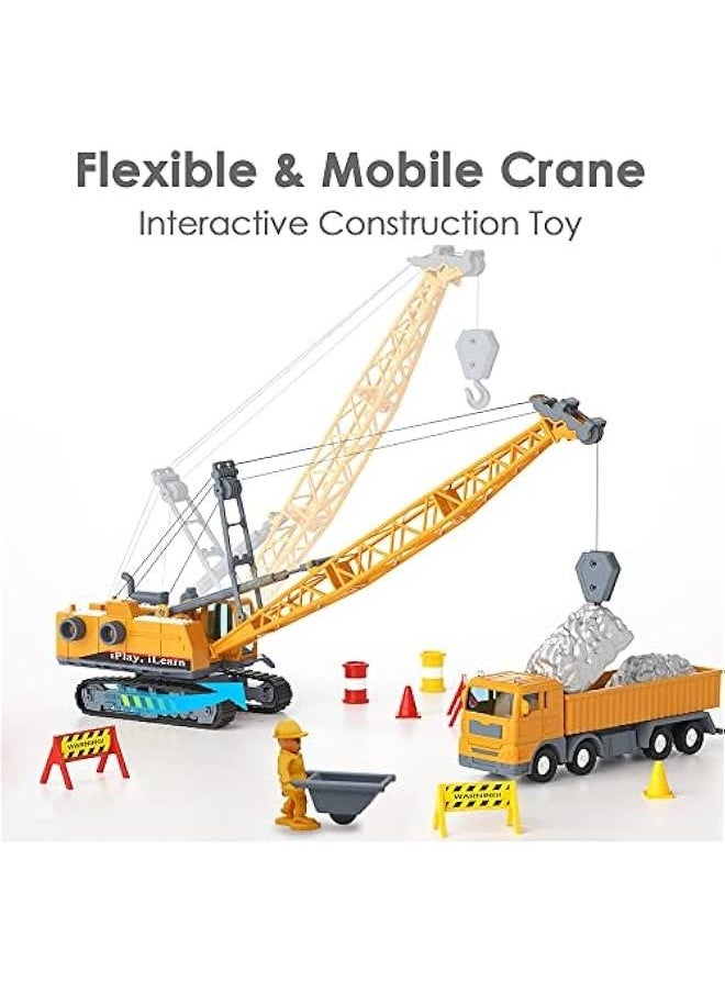 Kids Construction Toys Truck Set, Boys Engineering Vehicle Playset, Crane Transport Trailer, Bulldozer Forklift for Sandbox Site, Birthday Gift for Age 3 4 5 6 Years Old Toddler Children