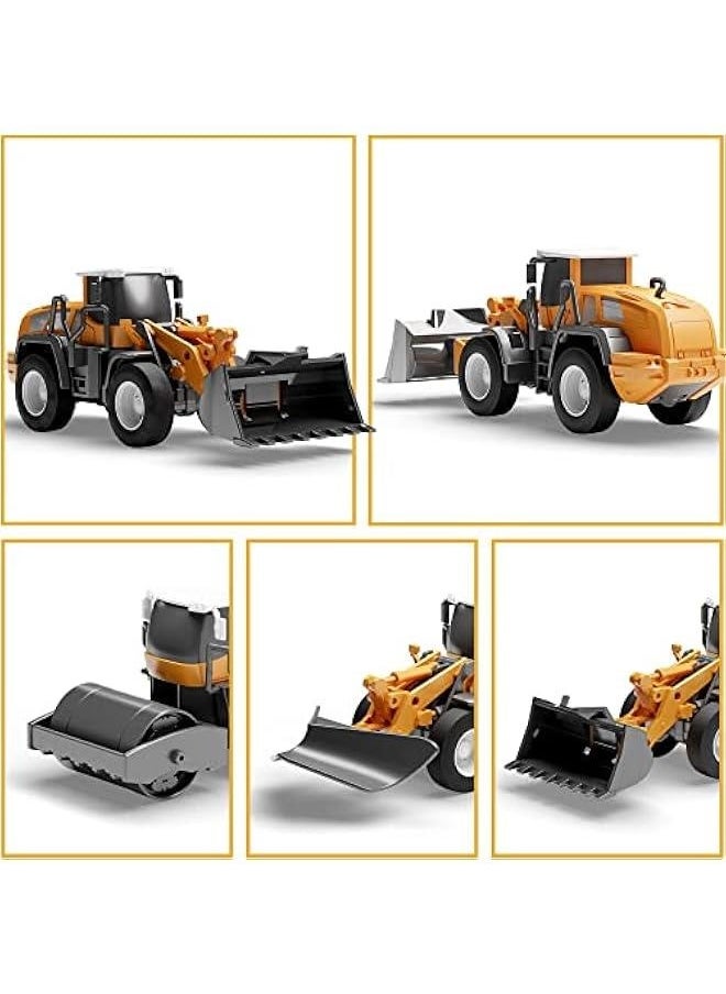Kids Construction Toys Truck Set, Boys Engineering Vehicle Playset, Crane Transport Trailer, Bulldozer Forklift for Sandbox Site, Birthday Gift for Age 3 4 5 6 Years Old Toddler Children