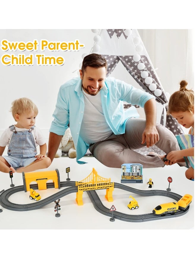 Electric Train Sets Train Tracks Toy 66Pcs DIY Assembly Track Parent-Child Interaction Educational Railway Toys Flexible Train Tracks for Kids