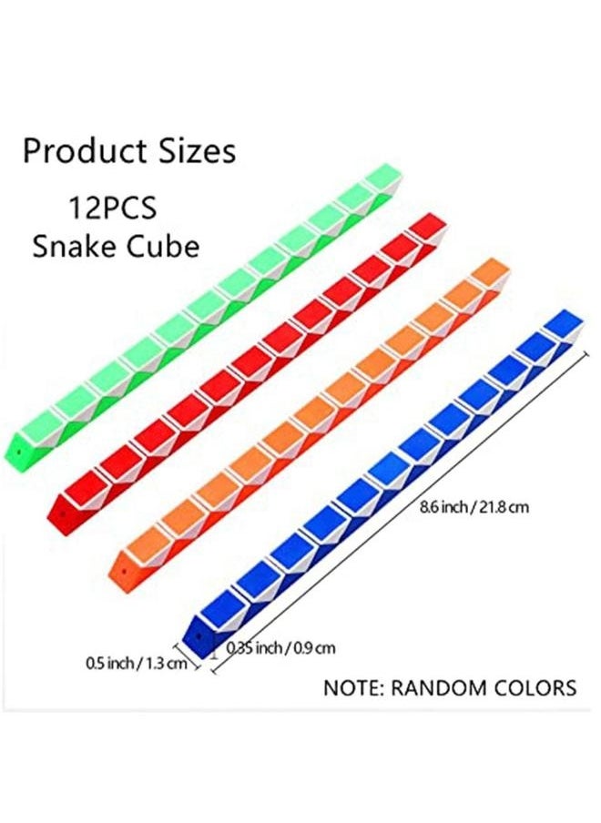 Magic Snake Cube, 12 Pack 24 Blocks Party Bag Fillers for Kids, 3D Twist Puzzle Toys forParty Supplies, Kids Intelligence Development
