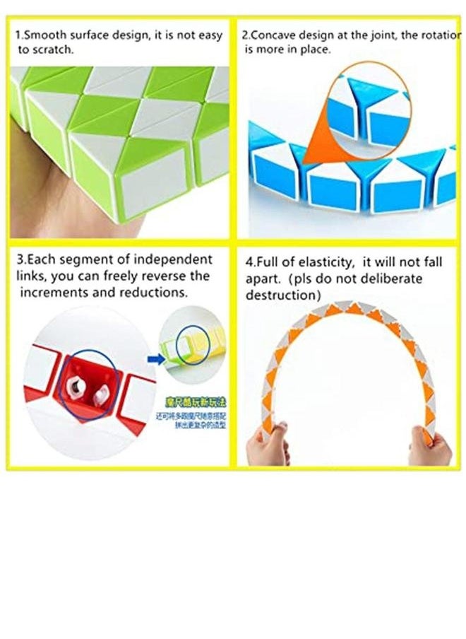 Magic Snake Cube, 12 Pack 24 Blocks Party Bag Fillers for Kids, 3D Twist Puzzle Toys forParty Supplies, Kids Intelligence Development