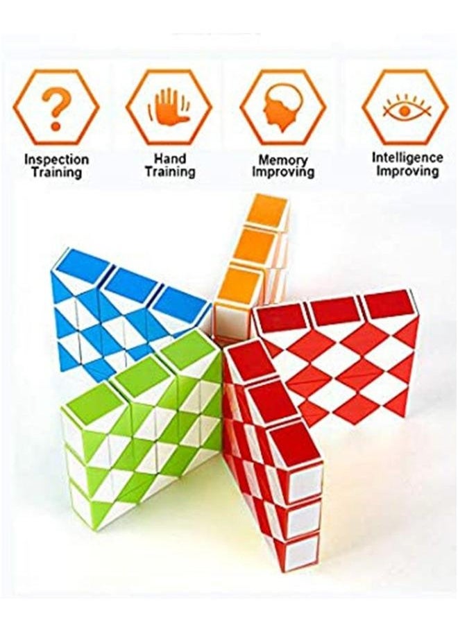 Magic Snake Cube, 12 Pack 24 Blocks Party Bag Fillers for Kids, 3D Twist Puzzle Toys forParty Supplies, Kids Intelligence Development