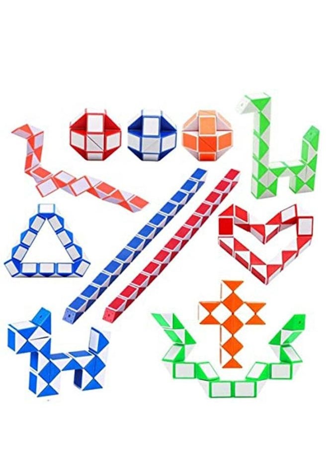 Magic Snake Cube, 12 Pack 24 Blocks Party Bag Fillers for Kids, 3D Twist Puzzle Toys forParty Supplies, Kids Intelligence Development