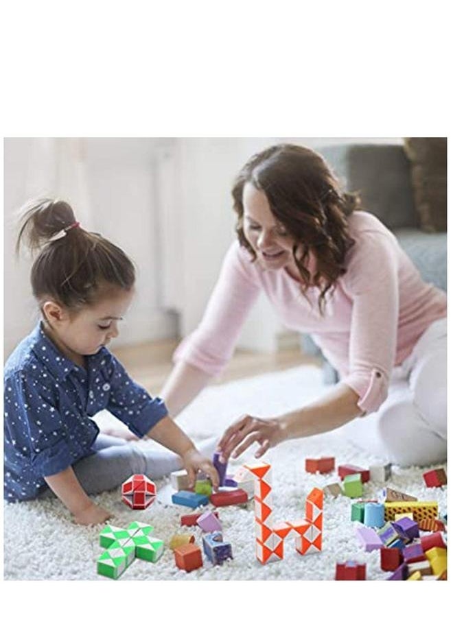 Magic Snake Cube, 12 Pack 24 Blocks Party Bag Fillers for Kids, 3D Twist Puzzle Toys forParty Supplies, Kids Intelligence Development