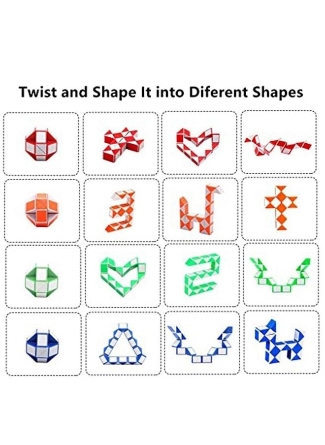 Magic Snake Cube, 12 Pack 24 Blocks Party Bag Fillers for Kids, 3D Twist Puzzle Toys forParty Supplies, Kids Intelligence Development