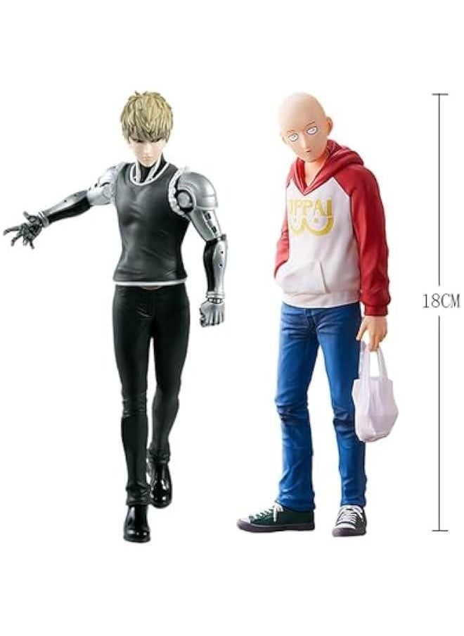 Anime Saitam Figure Statue Combination, 2PCS Saitam and Genos Action Figure Model Sculpture Cartoon Manga Figure Collectible Xmas Gifts for Fans