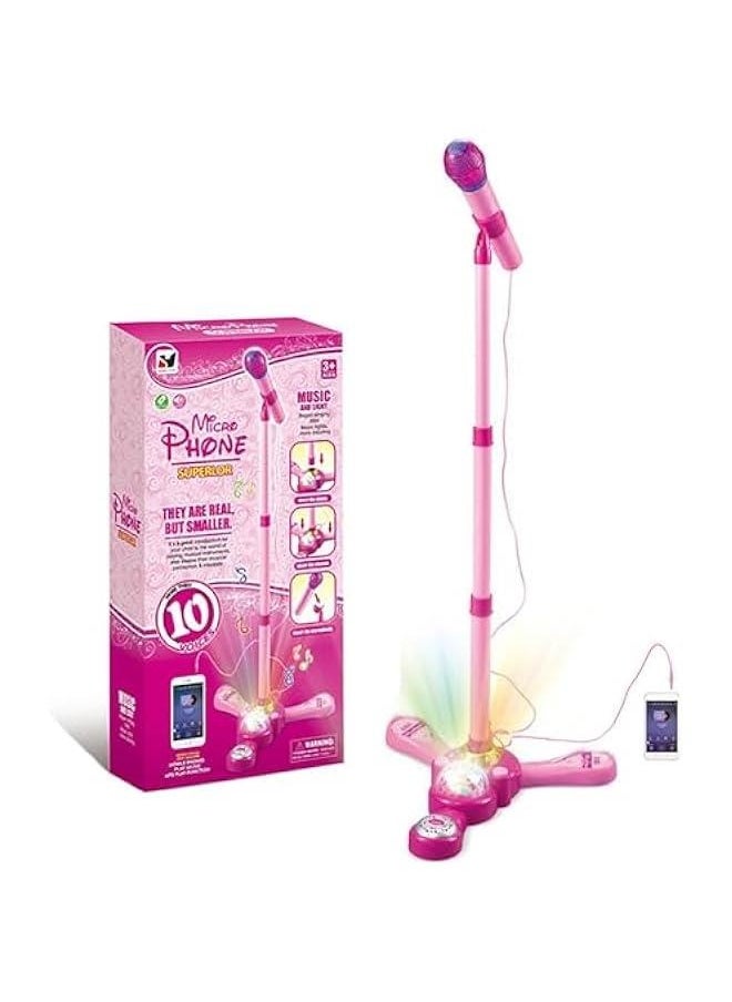 Kids Karaoke Machine with Stand,Karaoke Machine Kid,Kids Microphone with Flashing Stage Lights Adjustable Stand Gift for Age 3+ Years Old Children