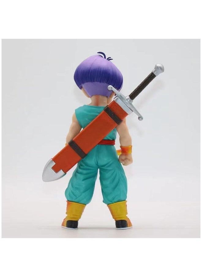 Anime Hero Trunks Yellow Hair Blue Model Doll Double Head Sculpture Can Be Replaced Figurine Ornaments Gift 19Cm