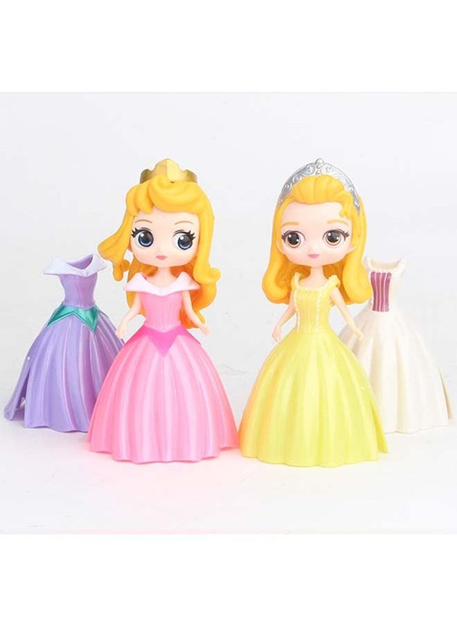 6-Piece Princess Dolls And Dresses Set In Vibrant Colors For Kids Upto 3+ Years 7x8x10cm