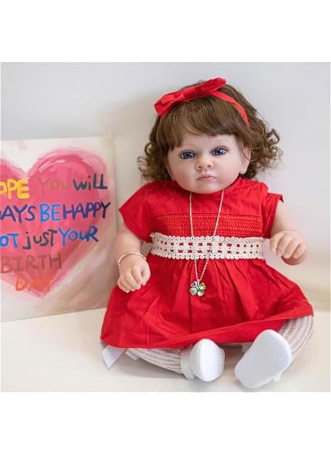 24Inches Weighted Body Realistic Reborn Princess Toddler Dolls Rooted Hair Lifelike Newborn Baby Collectible Art Doll Birthday Xmas Gift Set for Girls