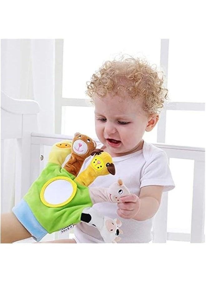 2Pcs Soft Finger Toy Puppets Flannelette Kids Gloves Animal Doll Hand Puppet Birthday Party Favor Gift for Baby Toddler Infant