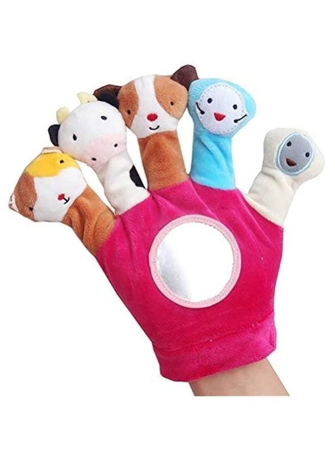 2Pcs Soft Finger Toy Puppets Flannelette Kids Gloves Animal Doll Hand Puppet Birthday Party Favor Gift for Baby Toddler Infant