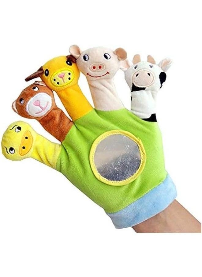2Pcs Soft Finger Toy Puppets Flannelette Kids Gloves Animal Doll Hand Puppet Birthday Party Favor Gift for Baby Toddler Infant