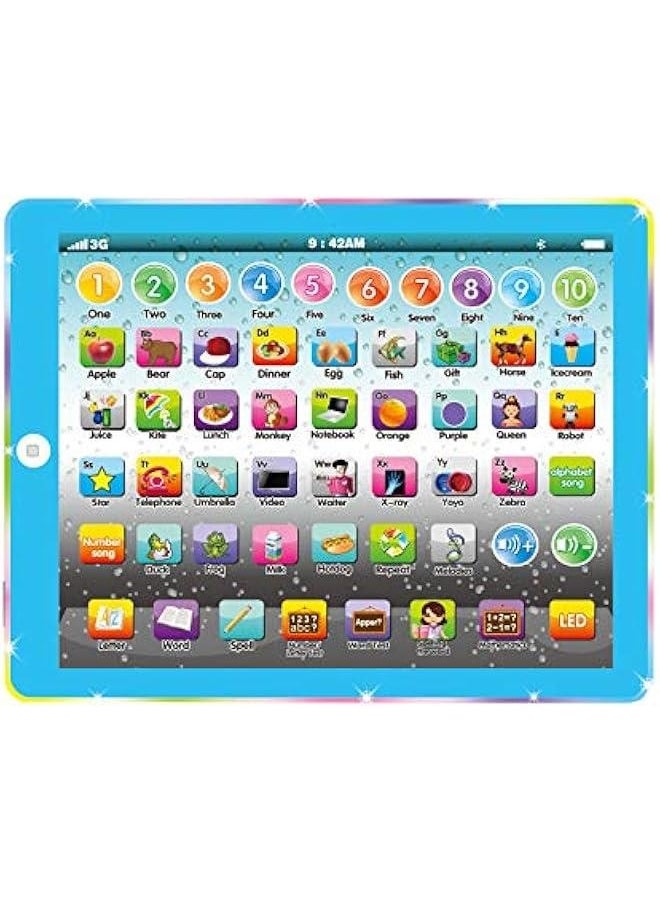Kids Tablet Learning Pad Toddler Tablet with ABC Word Song Music Number Electronic Interactive Toy for Educational Preschool Boys & Girls 3 4 5 Years Old