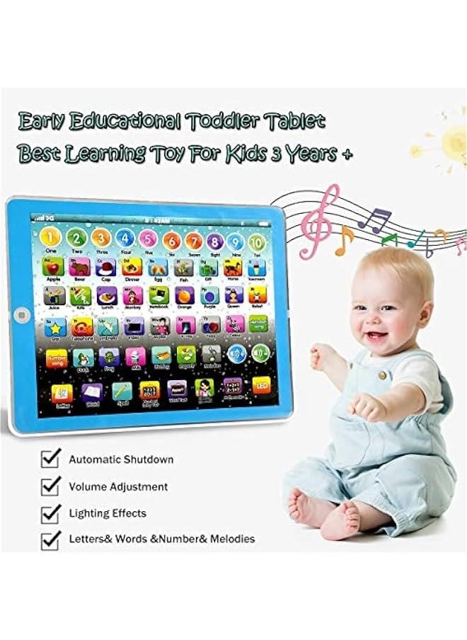 Kids Tablet Learning Pad Toddler Tablet with ABC Word Song Music Number Electronic Interactive Toy for Educational Preschool Boys & Girls 3 4 5 Years Old
