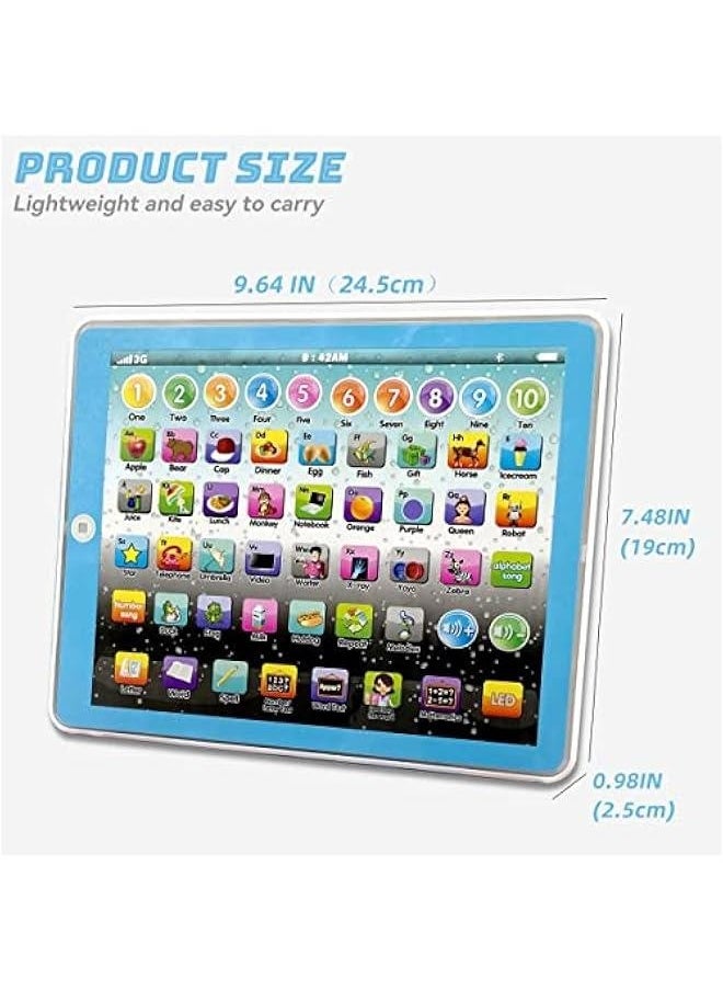 Kids Tablet Learning Pad Toddler Tablet with ABC Word Song Music Number Electronic Interactive Toy for Educational Preschool Boys & Girls 3 4 5 Years Old