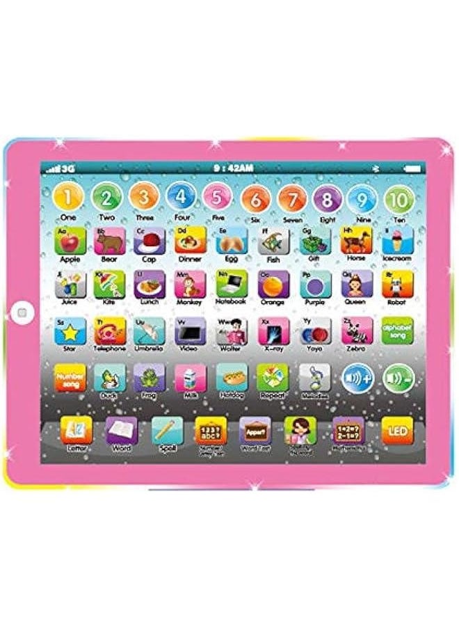 Kids Tablet Learning Pad Toddler Tablet with ABC Word Song Music Number Electronic Interactive Toy for Educational Preschool Boys & Girls 3 4 5 Years Old