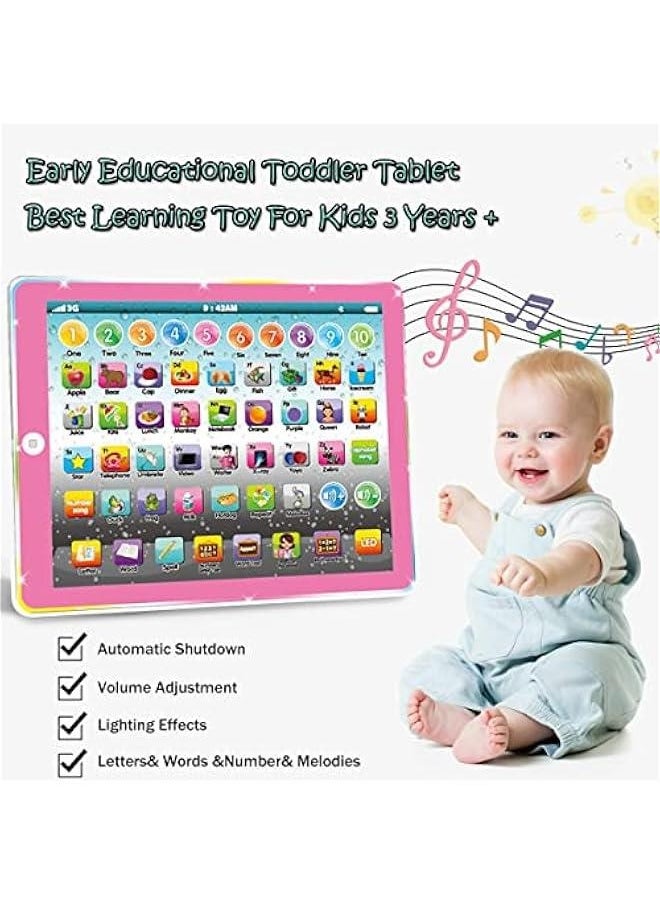 Kids Tablet Learning Pad Toddler Tablet with ABC Word Song Music Number Electronic Interactive Toy for Educational Preschool Boys & Girls 3 4 5 Years Old