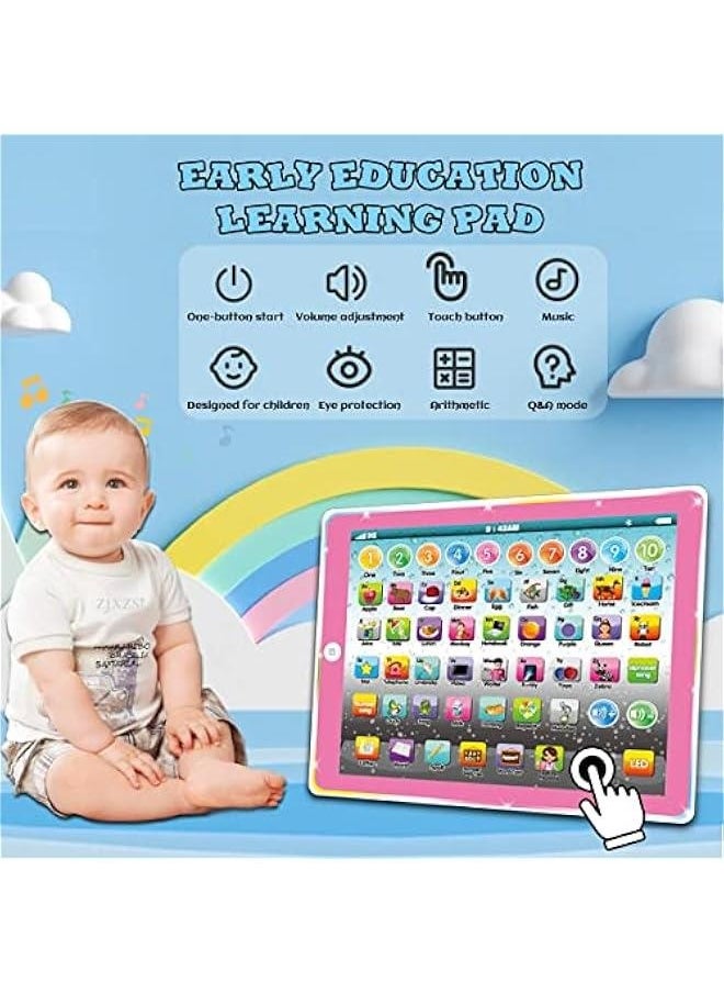 Kids Tablet Learning Pad Toddler Tablet with ABC Word Song Music Number Electronic Interactive Toy for Educational Preschool Boys & Girls 3 4 5 Years Old