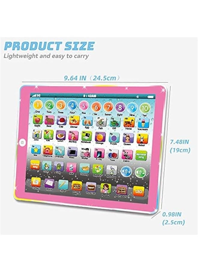 Kids Tablet Learning Pad Toddler Tablet with ABC Word Song Music Number Electronic Interactive Toy for Educational Preschool Boys & Girls 3 4 5 Years Old