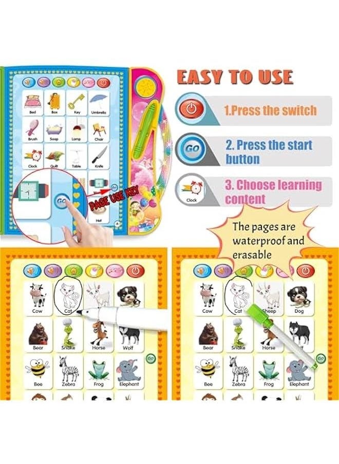 ABC Sound Books Interactive Electronic Learning Books for Toddlers with Alphabet, Numbers, Animals, Music, Games Educational Toys for Kids 3 Years+